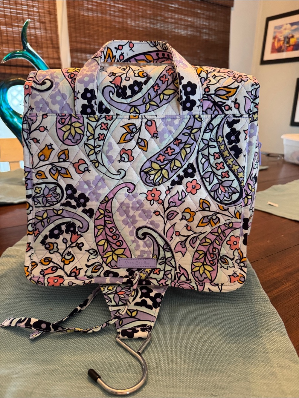 Vera Bradley Lavender Paisley Quilted Hanging Travel Organizer